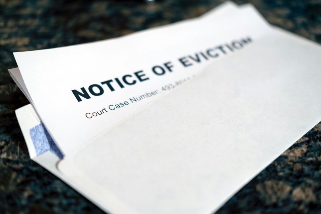 an eviction notice with a court date and case number on it